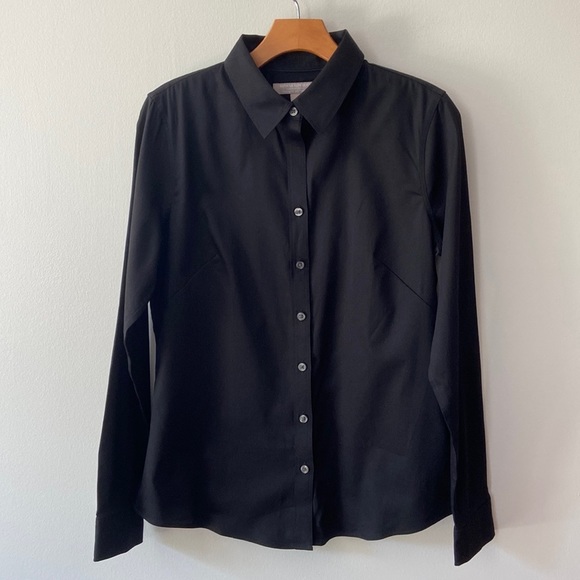 BANANA Republic Long Sleeve Non-Iron Fitted Sateen Shirt Black Size 10 - Picture 2 of 14